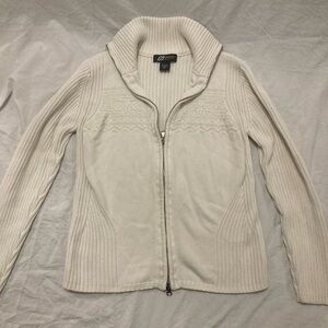 Vintage Eddie Bauer Cream Colored Women's White Zip-Up Sweater